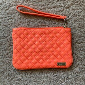 Express bright orange quilted wristlet